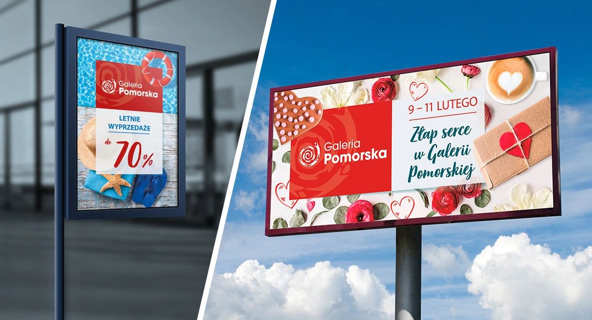 przykłady projektów graficznych dla kompleksowej obsługi graficznej: plakat CL oraz billboard