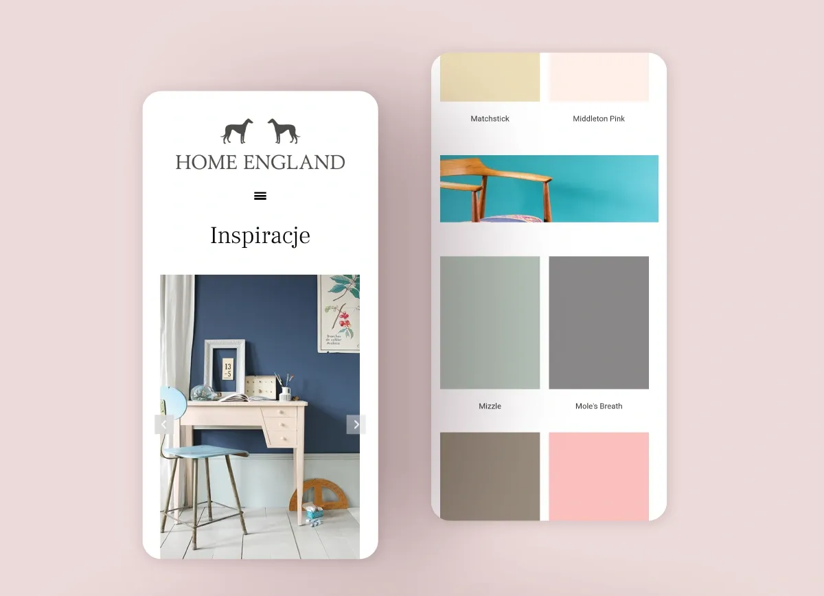 mobilna wersja strony www: projekt graficzny pokazany na screenie