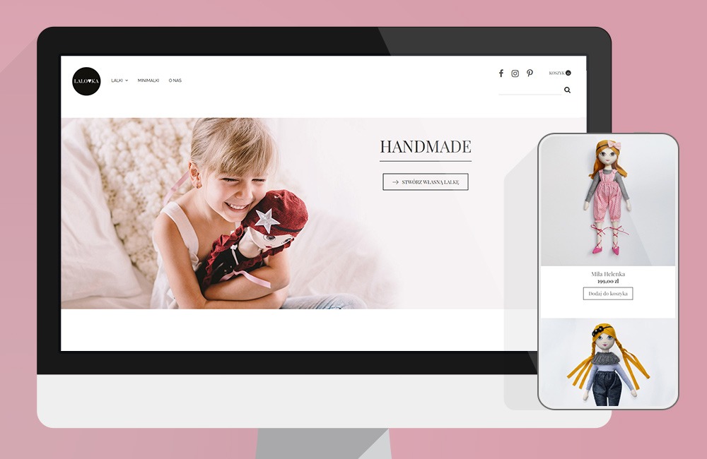 Layout sklepu internetowego pokazany na desktopie oraz na telefonie