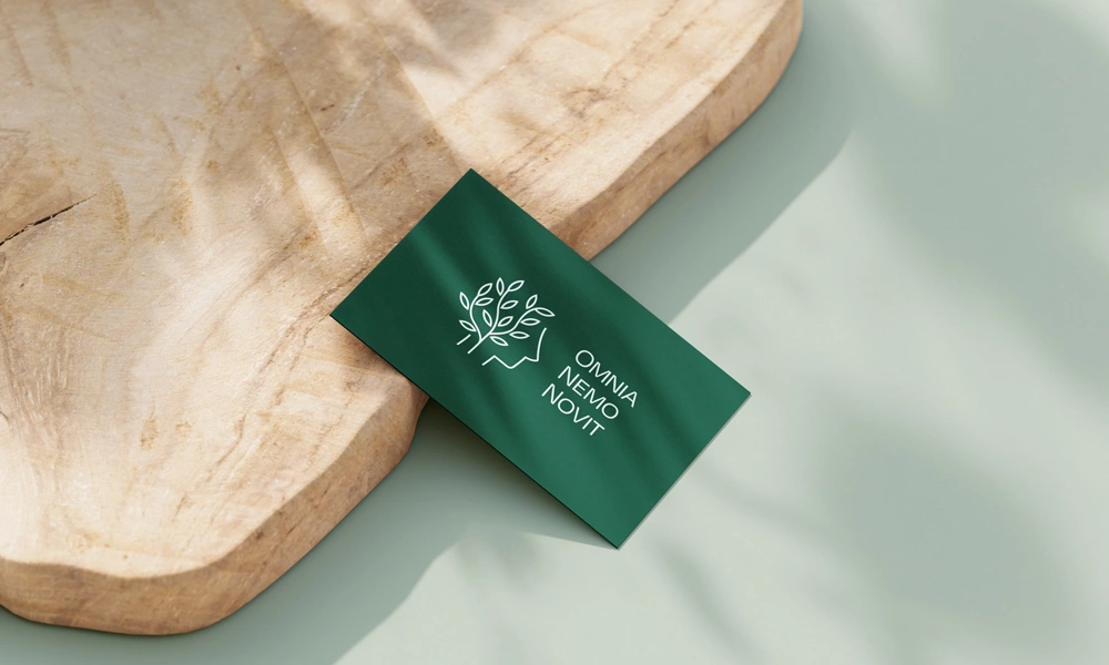 omnia nemo novit - logo z obrysem głowy i gałązką - firma coachingowa